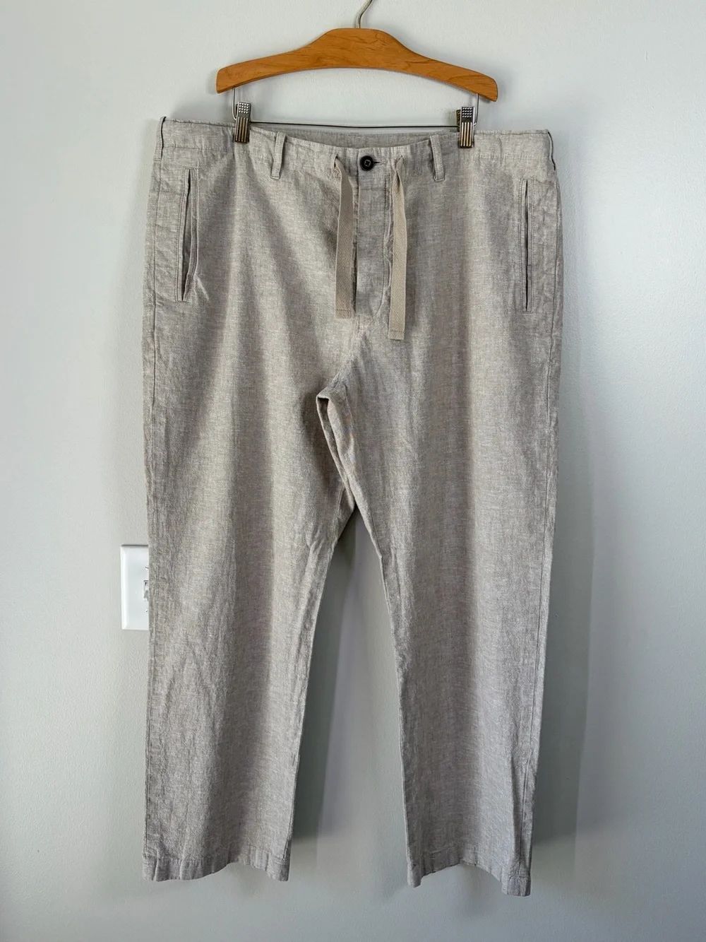 Perry Ellis Linen Blend Drawstring Pants 38x30